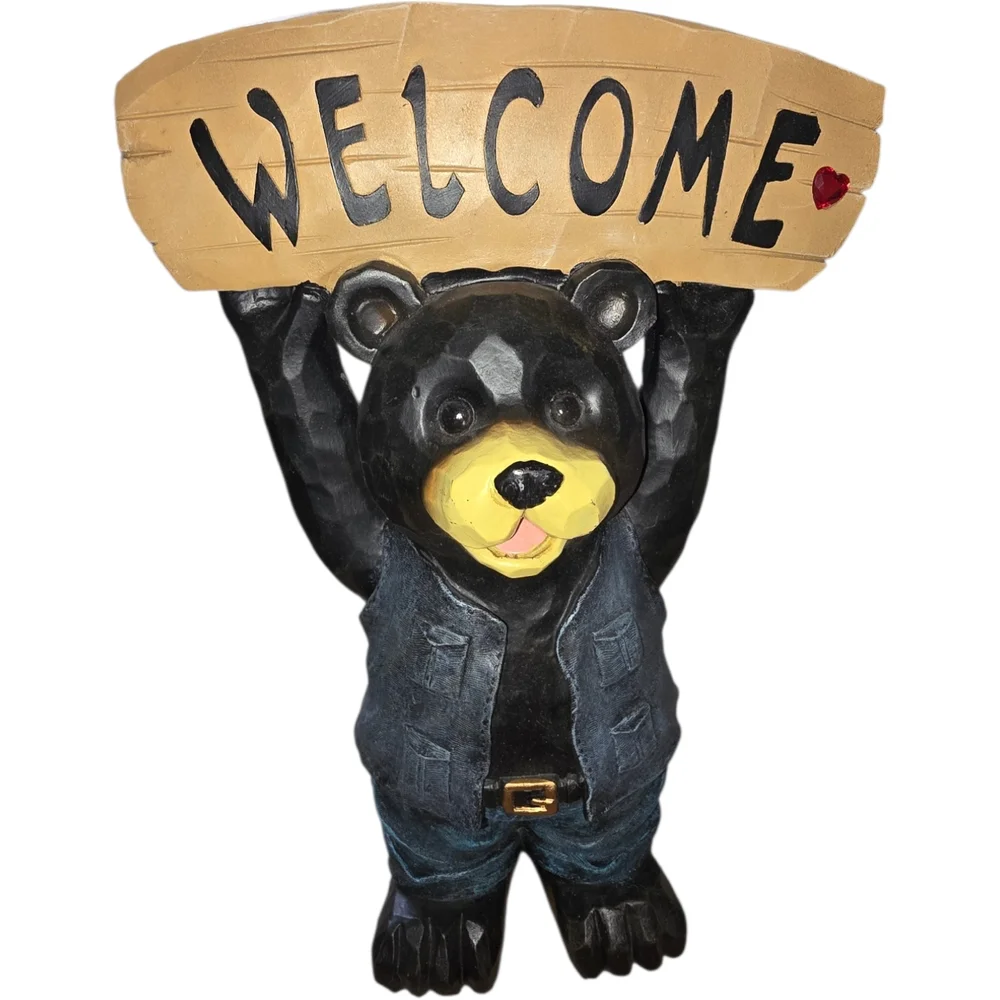☆Black Bear Welcome Sign Sculpture☆